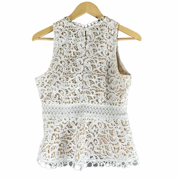 Do+Be Remmy Lace Tank Top Peplum Hem White (fits like 8) - Picture 5 of 7